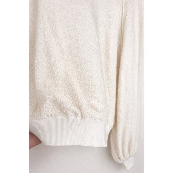 Free People Ivory Boucle Knit Sweater XS Balloon Sleeve Round Neck Pullover - Picture 9 of 9